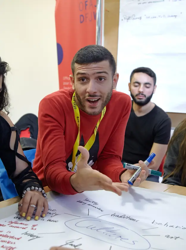 Jugendliche und junge Erwachsene bei einem Workshop rund um Europa